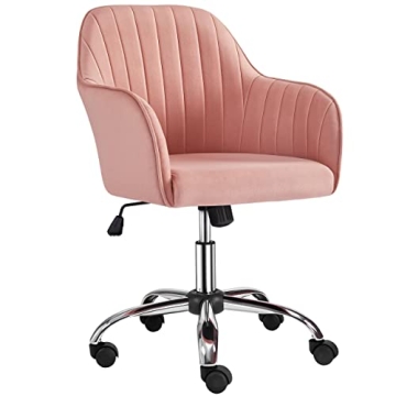 Yaheetech Pink Desk Chair - Stylish and Comfortable Office Velvet Chair