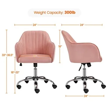 Yaheetech Elegant Pink Desk Chair Comfy Velvet Design