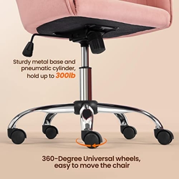 Yaheetech Elegant Pink Desk Chair Comfy Velvet Design