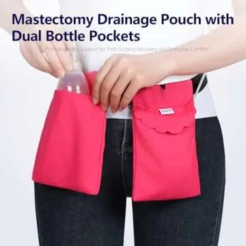 Yesito Mastectomy Drainage Pouch and Shower Support Adjustable Comfort (Pink)