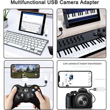 【Apple MFi Certified】 Lightning to USB Camera Adapter for iPhone/iPad, Female USB 3.0 OTG Cable Adapter Support Connect Camera,USB Flash Drive,Card Reader,MIDI Keyboard, Mouse