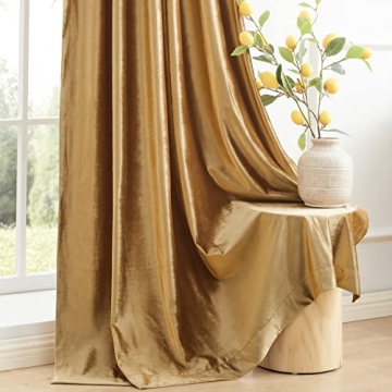 Luxury Golden Velvet Blackout Curtains for Elegance