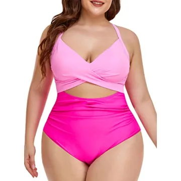 Eomenie Women's One Piece Swimsuit with Tummy Control & Cutout