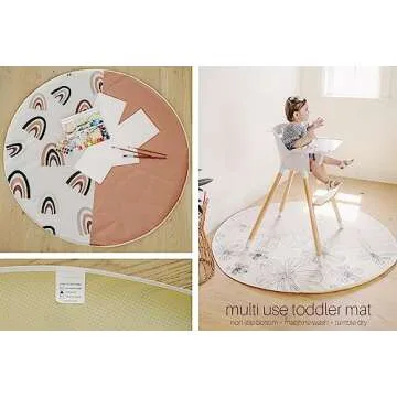 3-in-1 Splat Mat for High Chair - Easy to Clean & Durable