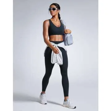 CRZ YOGA Womens Butterbreeze Criss Cross Back Sports Bra - V Neck Adjustable Straps Padded Wireless Workout Training Crop Top True Navy Medium