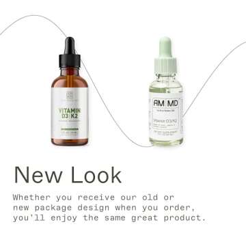Dr. Amy Myers Vitamin D3 K2 Liquid Drops - 5 Drops Contain 5000 IU VIT D3, 50 MCG Vitamin K2 MK-7 - Support Immune System Function, Energy Level, Healthy Bones - Non-GMO, Tasteless, 1 OZ Liquid
