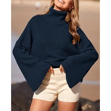 BTFBM Women's Oversized Turtleneck Pullover Sweater 2024
