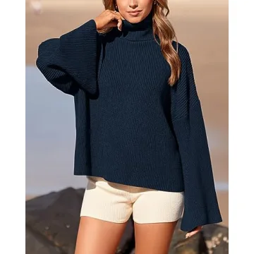 BTFBM Women's Oversized Turtleneck Pullover Sweater 2024
