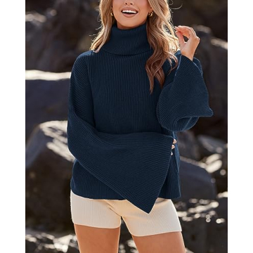 BTFBM Women's Oversized Turtleneck Pullover Sweater 2024