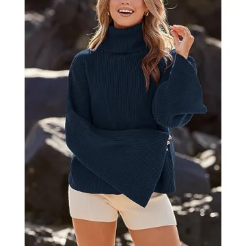 BTFBM Women's Oversized Turtleneck Pullover Sweater 2024