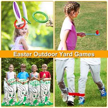 19 Pack Easter Outdoor Party Games for Kid Family, School Carnival Game 4 Bunny Potato Sack Race Bag...