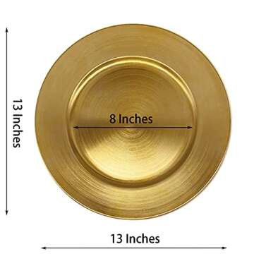 Henilosson Metallic Foil Gold Charger Plates-13 inch-6 pack round Dinner Chargers -Plate Chargers fo...