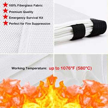 TONYKO Fiberglass Fire Blanket for Emergency Surival, Flame Retardant Protection and Heat Insulation with Various Sizes (39.3×39.3 inches)
