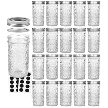VERONES Mason Jars 12 OZ, Canning Jars Jelly Jars With Regular Lids, Ideal for Jam, Honey, Wedding F...