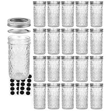 VERONES Mason Jars 12 OZ, Canning Jars Jelly Jars With Regular Lids, Ideal for Jam, Honey, Wedding Favors, Shower Favors, 20 PACK
