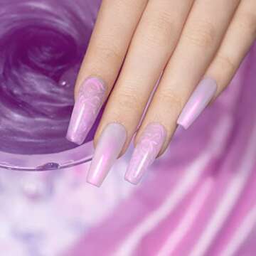 RARJSM Pearl Gel Nail Polish, Glitter Gel Polish Lavender Shimmer Mermaid Nail Gel Soak Off UV Gel f...