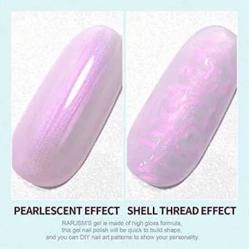 RARJSM Pearl Gel Nail Polish, Glitter Gel Polish Lavender Shimmer Mermaid Nail Gel Soak Off UV Gel for Salon Home DIY Manicure Use