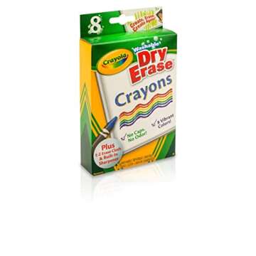 Crayola Washable Dry Erase Crayons (8ct), Includes Eraser Mitt & Sharpener, Classroom Supplies for Teachers
