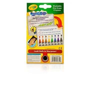 Crayola Washable Dry Erase Crayons (8ct), Includes Eraser Mitt & Sharpener, Classroom Supplies for Teachers