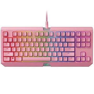 Razer BlackWidow TE Chroma v2 Mechanical Gaming Keyboard: Green Key Switches - Tactile & Clicky - Chroma RGB Lighting - Magnetic Wrist Rest - Programmable Macro Functionality - Quartz Pink