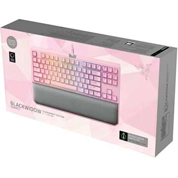 Razer BlackWidow TE Chroma v2 Mechanical Gaming Keyboard: Green Key Switches - Tactile & Clicky - Chroma RGB Lighting - Magnetic Wrist Rest - Programmable Macro Functionality - Quartz Pink