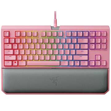 Razer BlackWidow TE Chroma v2 Mechanical Gaming Keyboard: Green Key Switches - Tactile & Clicky - Chroma RGB Lighting - Magnetic Wrist Rest - Programmable Macro Functionality - Quartz Pink