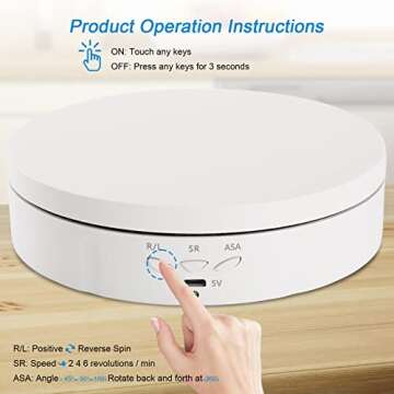 22 lbs Motorized Rotating Display Stand for Jewelry, 360 Degree , Automatic Mute Rotating Display Stand, Electronic Rotating Display Stand with USB Charging Port for Display, Photography Products