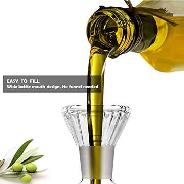 HAIZEEN 4 oz/125 ml Clear Glass Olive Oil Dispenser Bottle - Oil & Vinegar Cruet with Pourers and NO Funnel Needed - Olive Oil Carafe Decanter for Kitchen and BBQ Olive Oil Dispenser Bottle