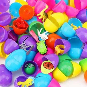 100 Pack Prefilled Plastic Easter Eggs with Toys Inside