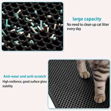 Small Cat Litter Box Mat: Easy Clean Kitty Litter Trapping Mat for Floor, Plastic Cat Box Pad (15 * 24in, Black, 1p)