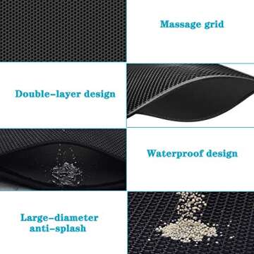 Small Cat Litter Box Mat: Easy Clean Kitty Litter Trapping Mat for Floor, Plastic Cat Box Pad (15 * 24in, Black, 1p)
