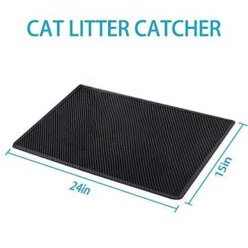 Small Cat Litter Box Mat: Easy Clean Kitty Litter Trapping Mat for Floor, Plastic Cat Box Pad (15 * 24in, Black, 1p)