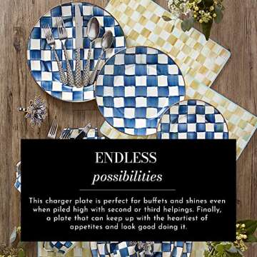 MACKENZIE-CHILDS Enamel Charger Plate, Charger Decoration Plate for Dinner Plates or Home Decor, 12 ...