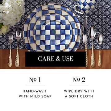 MACKENZIE-CHILDS Enamel Charger Plate, Charger Decoration Plate for Dinner Plates or Home Decor, 12 Inches, Blue-and-White Royal Check