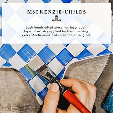 MACKENZIE-CHILDS Enamel Charger Plate, Charger Decoration Plate for Dinner Plates or Home Decor, 12 Inches, Blue-and-White Royal Check