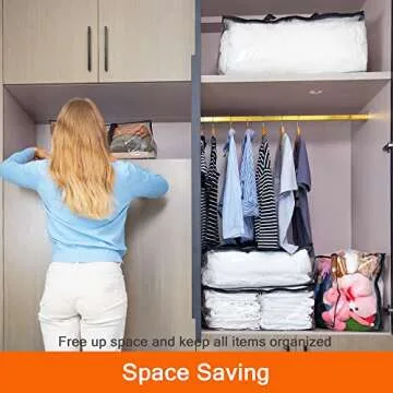 Vieshful 3 Pack Clear Storage Bags 110L Over-Sized Clothes Bags with Double Zippers Sturdy Handles Tote Moving Bags for Duvet, Comforters and Blankets Organizer