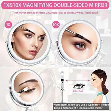8" Lighted Makeup Mirror with 10X Magnification