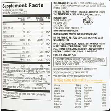 Whole Foods Market Sport Plant Protein Coconut Almond 33 oz