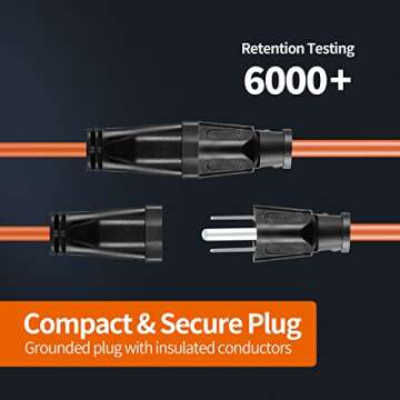 KTMC 25ft 16AWG Outdoor Extension Cord, Indoor/Outdoor 25-Foot SJTW 16/3 Gauge Extension Cable with Durable Weatherproof PVC Vinyl Jacket, 3-Prong Grounded Plug, ETL Certified 13A 1625W, Orange