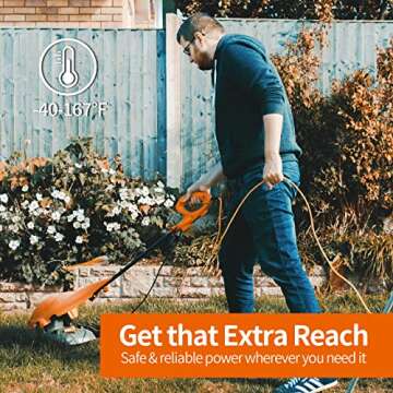 KTMC 25ft 16AWG Outdoor Extension Cord, Indoor/Outdoor 25-Foot SJTW 16/3 Gauge Extension Cable with Durable Weatherproof PVC Vinyl Jacket, 3-Prong Grounded Plug, ETL Certified 13A 1625W, Orange