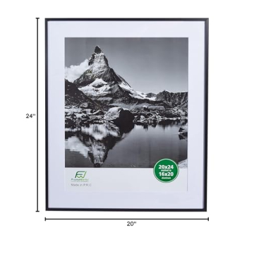 Stylish 20x24 Black Picture Frame with Mat for Photos