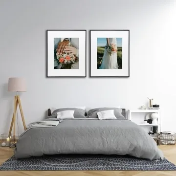 Stylish 20x24 Black Picture Frame with Mat for Photos