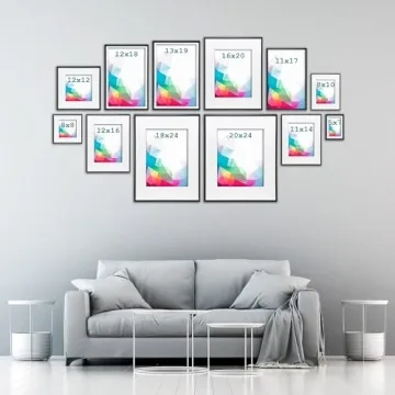 Stylish 20x24 Black Picture Frame with Mat for Photos