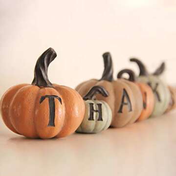 THANKS pumpkin decoration | Thanksgiving 6 pcs Hand-painted pumpkins fall house decor for Thanksgiving Harvest Day tabletop collection, kitchen living room bedroom
