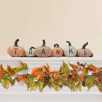 THANKS pumpkin decoration | Thanksgiving 6 pcs Hand-painted pumpkins fall house decor for Thanksgiving Harvest Day tabletop collection, kitchen living room bedroom