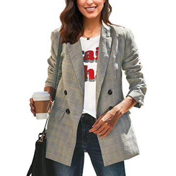 LookbookStore Women Plaid Blazers for Work and Casual Fashion