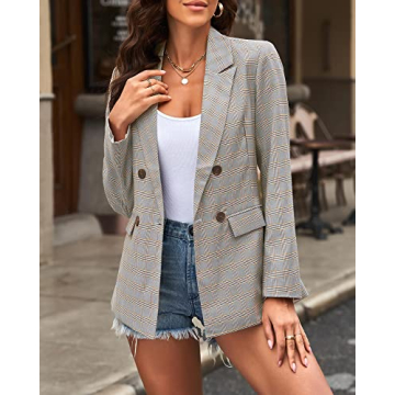 LookbookStore Women Plaid Blazers for Work and Casual Fashion