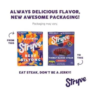 Stryve - Better Than Jerky Steak Snacks Protein Rich, Beef Biltong | 36g Protein, Sugar Free, Carbs ...
