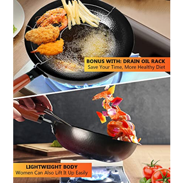 KAQINU Carbon Steel Wok Set - Versatile, Durable, All Stoves