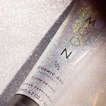 MOON Cosmic Gel Teeth Whitening Toothpaste for Adults & Children - Sparkly, SLS & Fluoride Free Toothpaste with Shiny, Ethically-Sourced Mica - Polish & Protect Teeth - Lunar Peppermint (4.2 Oz)